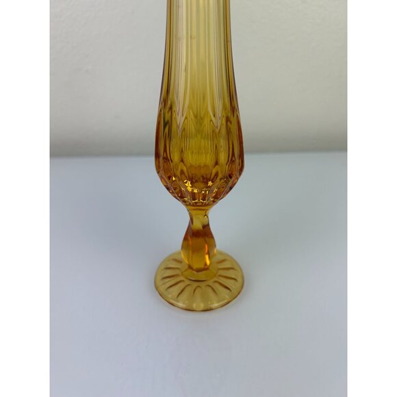 Fenton Colonial Vintage Amber Glass Art Swung Vase Thumbprint Base 12" Boho - Picture 5 of 15